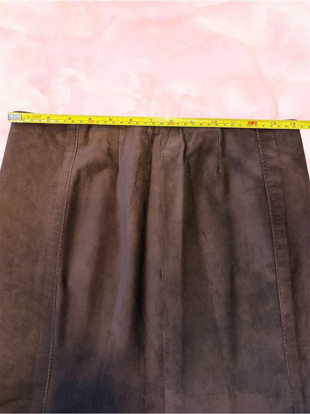 Chocolate Brown Suede A-Line Classic Skirt | Flowy Panel Design | Size S - M - Picture 4 of 6